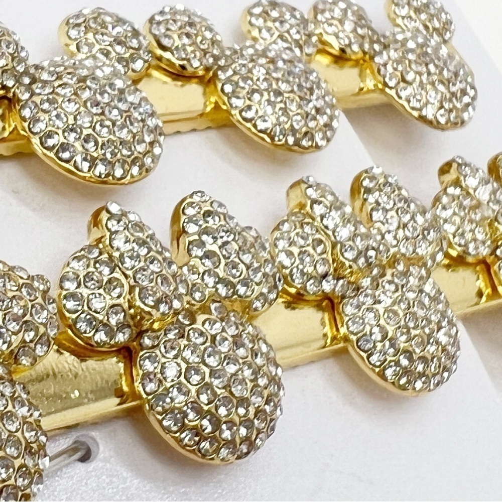 Disney X Baublebar Mickey Minnie Mouse Hair Clips Crystals Gold Barrette New NWT - Picture 3 of 6